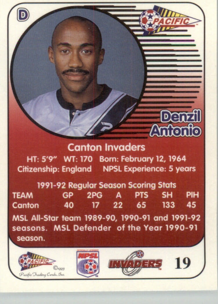 1993 Pacific NPSL - Canton Invaders #19 Denzil Antonio | eBay