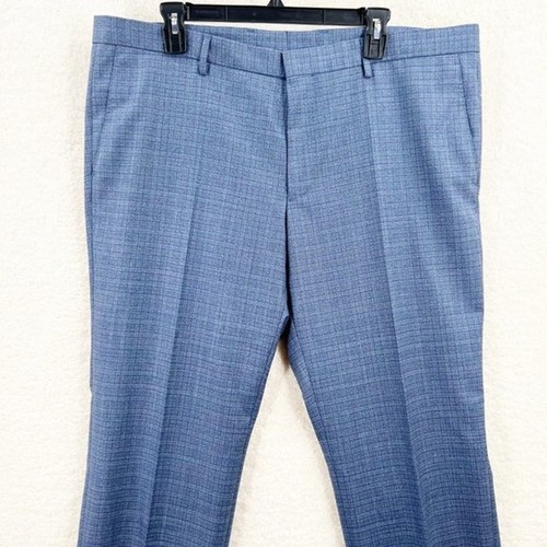 Men's Hugo Boss Slim fit Blue Dress Pants Size 46R New - Picture 3 of 11