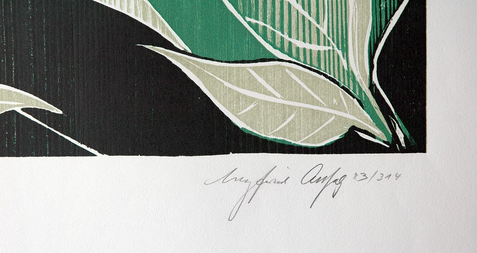 Siegfried Assfalg 1925-2012 Kuss Farbholzdruck 1983 Künstlerabzug Konkrete Kunst - Bild 2 von 4