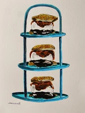 Original Bakery Sketch Food Watercolor Impressionism