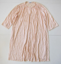 Vtg Vanity Fair Pink Satin Lace Floral Pocket Button Down Nightgown Dress XXL