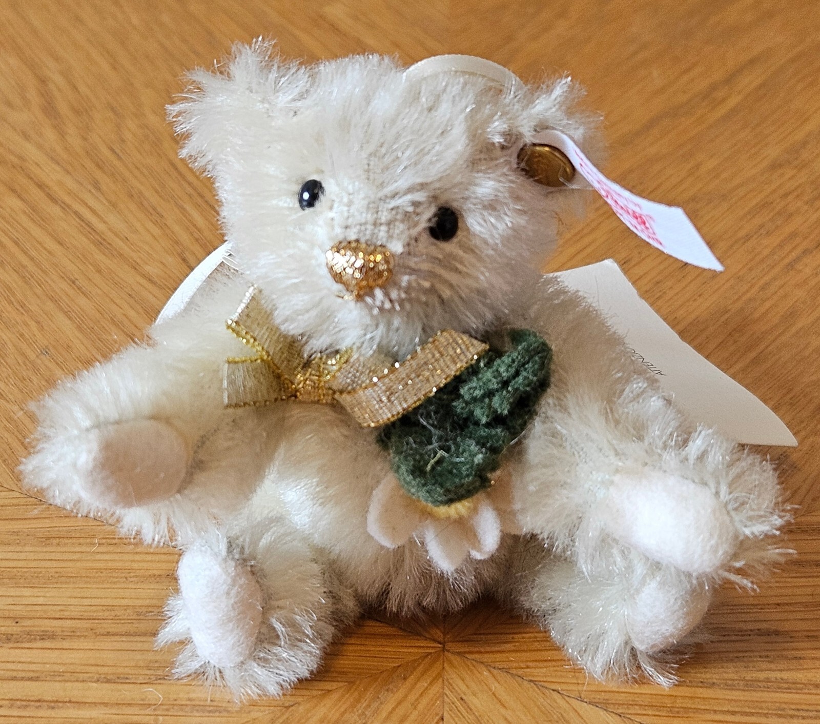 STEIFF 035302 TEDDY BEAR CHRISTMAS ROSE ORNAMENT MOHAIR LIMITED EDITION