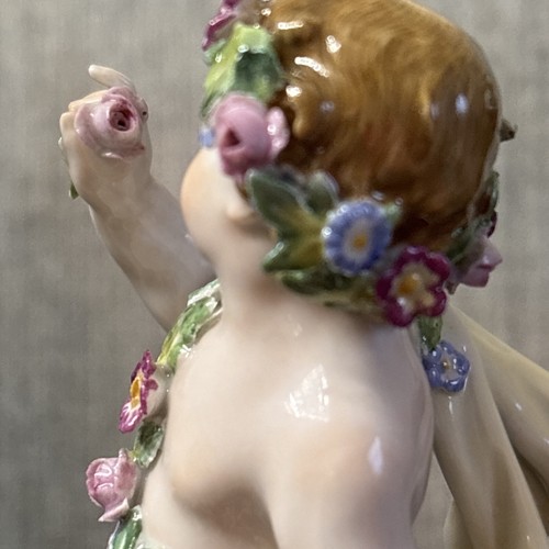 ANTIQUE MEISSEN PORCELAIN Cherub, Putti Allegory Of Spring- 5,5”- MINT - Picture 9 of 16