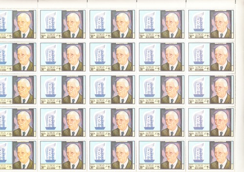 RAS AL KHAIMA 233 SHT FAMOUS MEN DE GAULLE PERFORATED STAMP SHEET