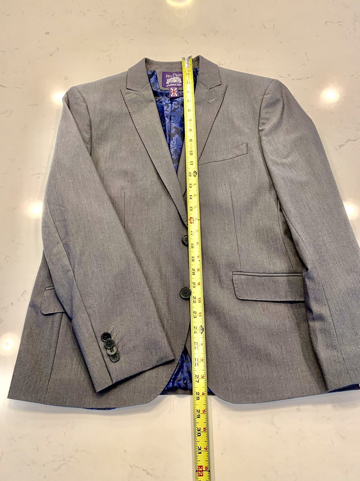 FILA Giacca blazer uomo The Savile Row taglia 40S (taglia reale 41S) stile moderno grigio.