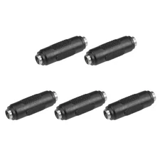 5pcs DC Female to Female Connector 5.5mm x 2.1mm Power Cable Jack Adapter Black