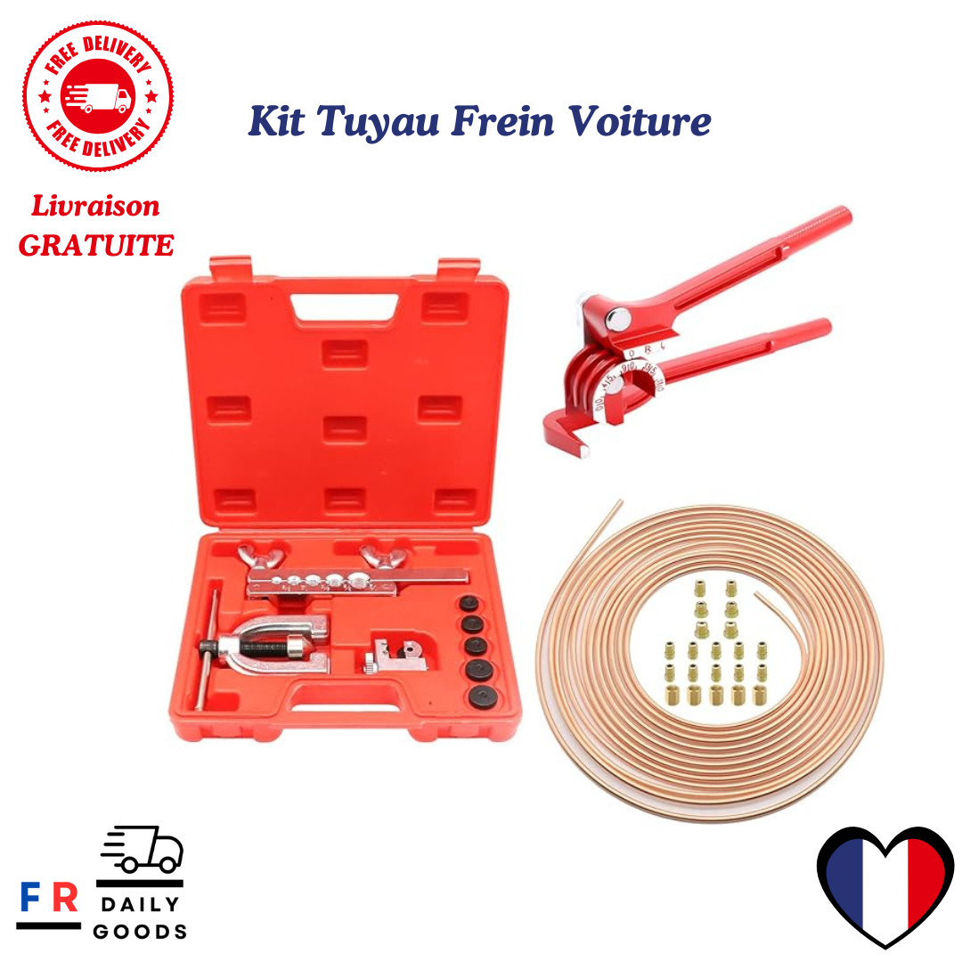 Kit tuyau frein voiture acier cuivré 7.6 m Ø4.75mm et cintreur de canalisation rigide