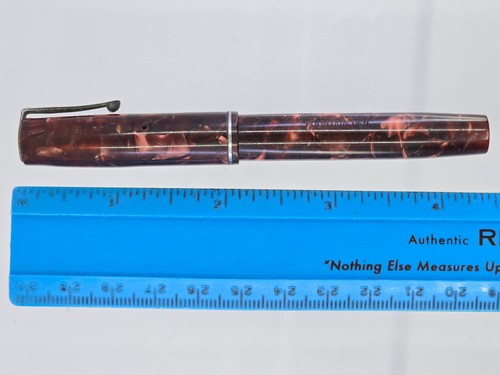 ANTIQUE c1933 WATERMAN'S USA 3V IDEAL NIB BURGUNDY MARBLE LEVERFILL FOUNTAIN PEN - Picture 12 of 12