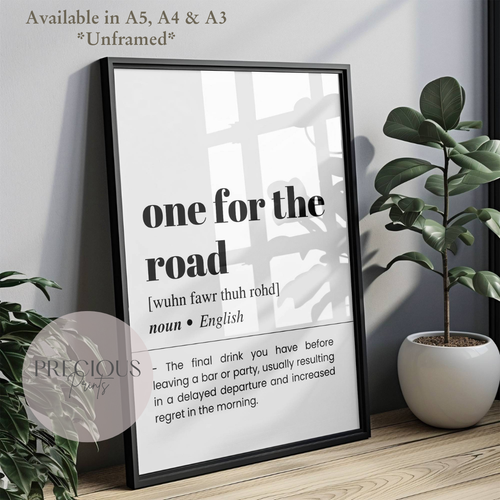 One for the road Funny Bar Kitchen Pub Poster Print / Alcohol Print - Picture 5 of 6
