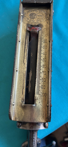 Antique Chatillon's Scale 100 lbs Brass Cast Iron Clad Hanging Spring Scale - Picture 9 of 10