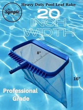 Swimming Pool Leaf Rake Skimmer Net - Heavy Duty Debris Cleaning Scoop Mesh Bag