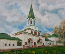 Cityscape Moscow Kolomenskoe Front Gate Original Oil Painting 12x10 YSArt