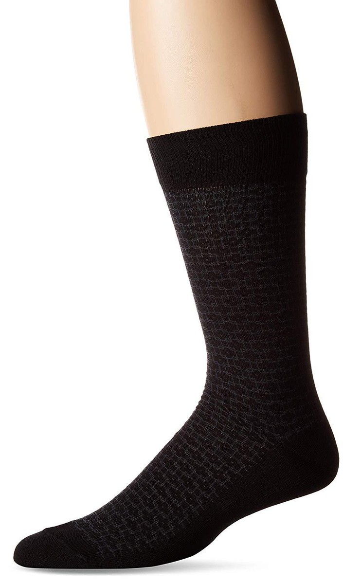 J.M. Dickens Men's Interlocking Squares Fashion Dress Socks Black