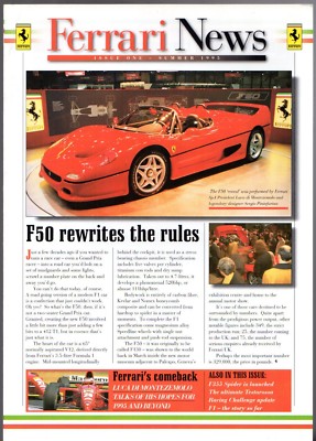 Ferrari News Ausgabe 1 Sommer 1995 UK Markt Faltprospekt F355 F512M F50