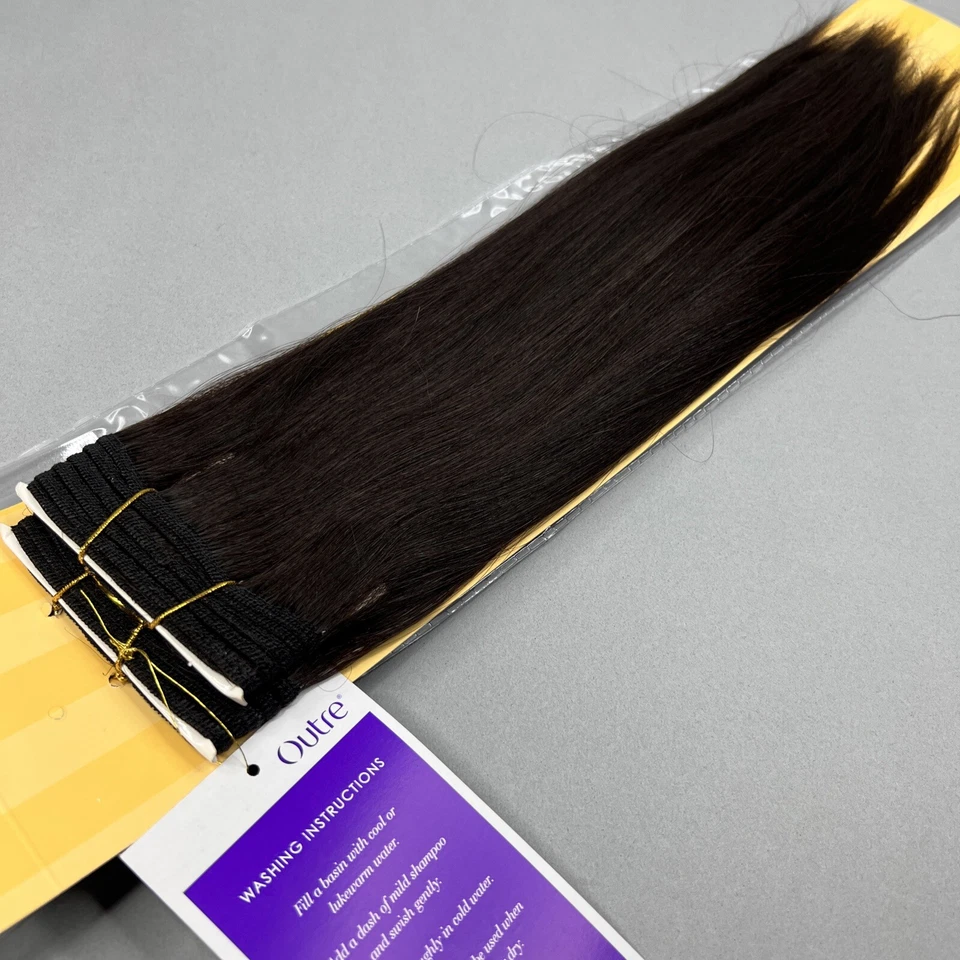 "Nuevo Yaki #2 Marrón Más Oscuro 14"" Extensiones de Cabello Recto 100% Humano Trama Pistas" Foto 4 de 4