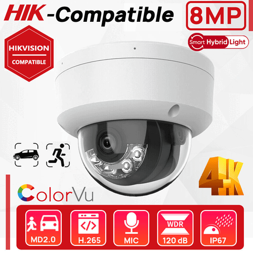 Panoeagle 4K 8MP Hybrid ColorVu IR POE MIC Dome IP Security Camera VK183-LIUF
