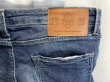 883 Police Jeans Mens W34 L30 Blue Moriarty Biker Distressed Denim Slim Stretch