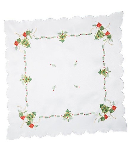 Christmas Tablecloth with Spruce Tree Design Embroidery on Red or White Base. - Picture 21 of 27