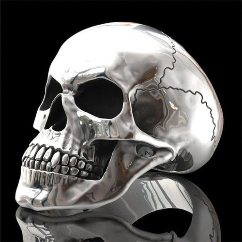 Anello uomo donna teschio argento 925 gotico gotico biker punk - Foto 22 di 24