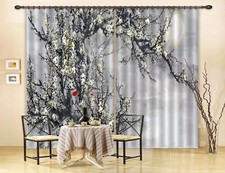 3D Ink Plum Blossom ZHUA2845 Photo Curtain Window Blockout Fabric Amy 2023