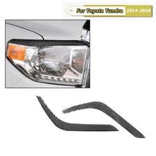 Carbon Fiber Exterior Panel Headlamp Eyebrow Trim For Toyota Tundra 2014-2018