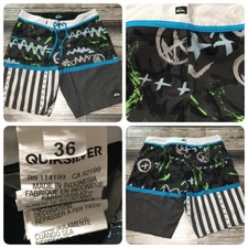 Quiksilver Boardshorts Men  s 36 Gray White Inseam 10 Stretch