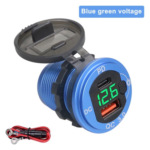 12V QC3.0 Dual USB Car Fast Charger Socket Power Outlet LED Voltmeter Waterproof - 第 27/28 張圖片