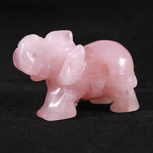 Piedra curativa elefante tallada cristal cuarzo rosa natural escultura animal Reiki - Imagen 3 de 8