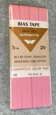 NOS Wrights Single Fold Bias Tape 5 Yards 205-57 Old Rose