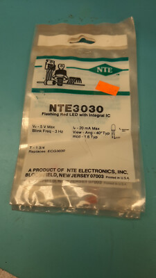 ( 3 PCS ) NTE Electronics NTE3030-1 LED-5mm Red 2.4hz 3-10V Operating ...