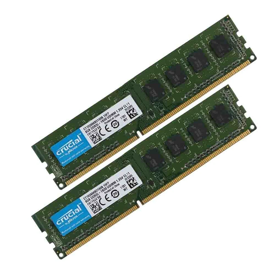 Crucial 32GB 4x 8GB DDR3L 1600MHz PC3L-12800U 1.35V 240Pin UDIMM Desktop Memory - Image 3 of 4