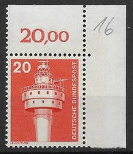 Bund 1975 ** Mi 848 I&T 20Pf vom Eckrand Ecke Bogenecke oben rechts 03711H