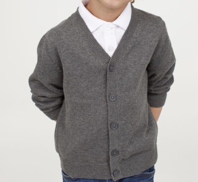 H&M Fine- Knit Cardigan, Dark Grey, Size 4-6
