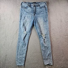 True Religion Jeans Men 33 x 29 Halle High Rise Super Skinny Raw Hem Distressed