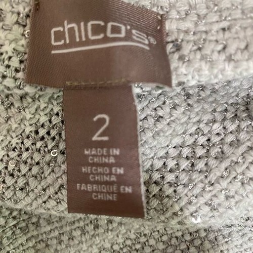 NWT Chicos Ladies sequence gray striped cardigan sweater size 2 Large size 12 - Picture 7 of 15