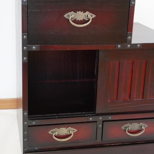 Japanese Step Chest Mingei-Style Kaidan Tansu Drawers Cabinet Vintage Right Low - Picture 9 of 19