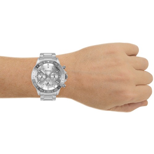FOSSIL Bannon Mens Multifunction Watch Silver Dial Day Date Stainless Steel Band - Picture 7 of 8