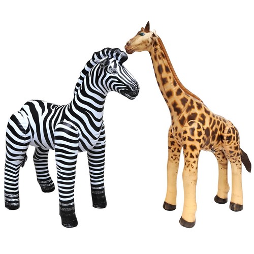 Jet Creations 2 Pack Inflatable Animals Giraffe Zebra Party Holiday Gift Decor - Picture 1 of 11