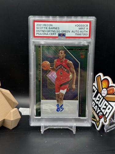 Scottie Barnes 2021 Recon Destined For Greatness Green Auto PSA 9 Rookie /5(CBR)