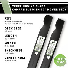 2 Lame 42 Compatibili Artigianale A Cavallo 138971 134149 Lame Per Rasaerba Artigianale/Ariens - 2 Lame Da 21 Pollici, Compatibili Con Molti Modelli (cod. 138971 Ecc.) Ricambi Rasaerba - Foto 2