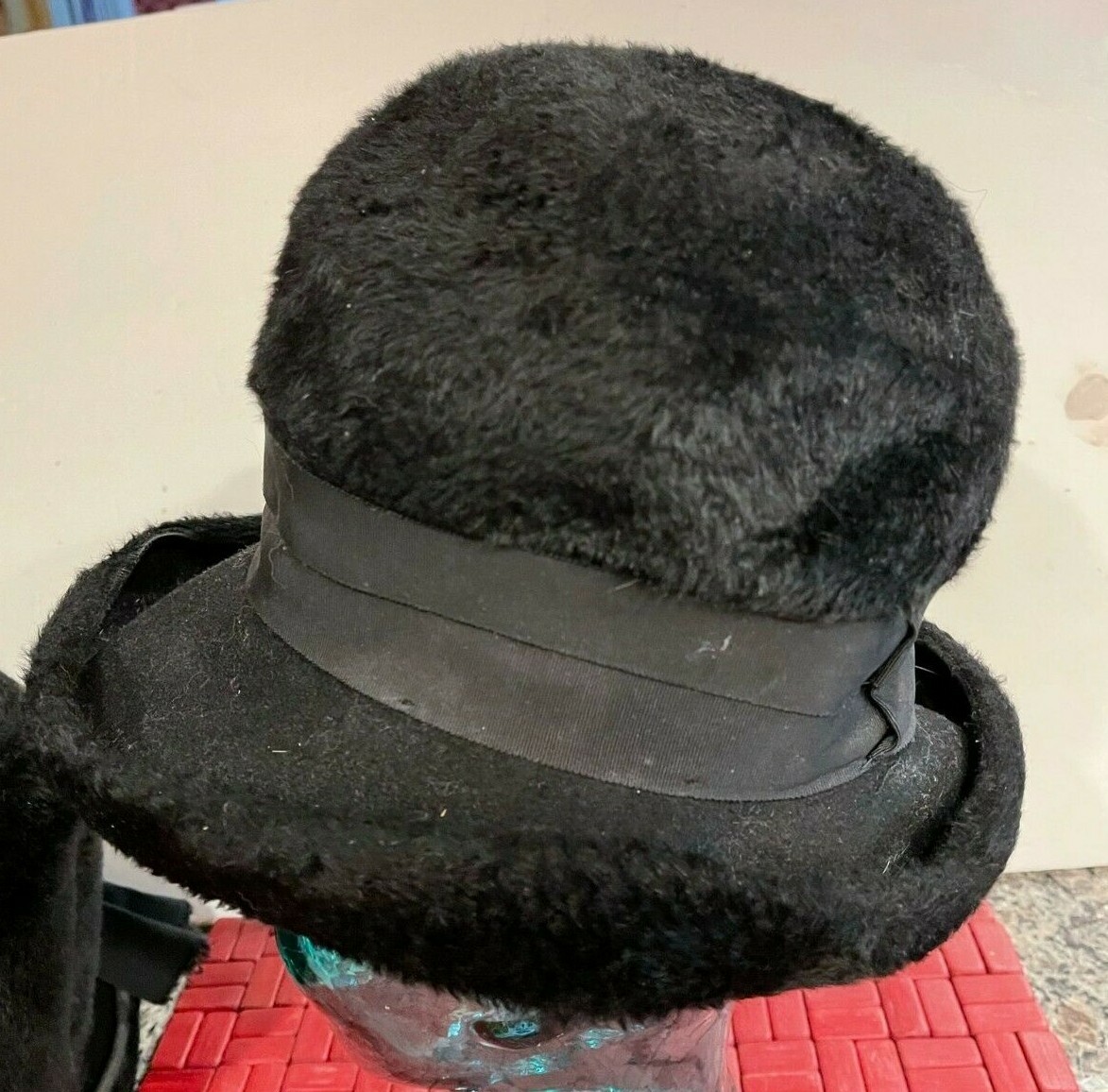 STUPENDOUS 1907s\' BLACK FELT ASYMMETRICAL HAT Asymmetric Top Hat, Custom Hat, Felt Hat Men, Felt Hat Women  main image 4