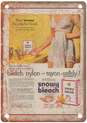 Vintage 1952 SNOWY BLEACH Laundry Detergent Ad Reproduction Metal Sign ZF565