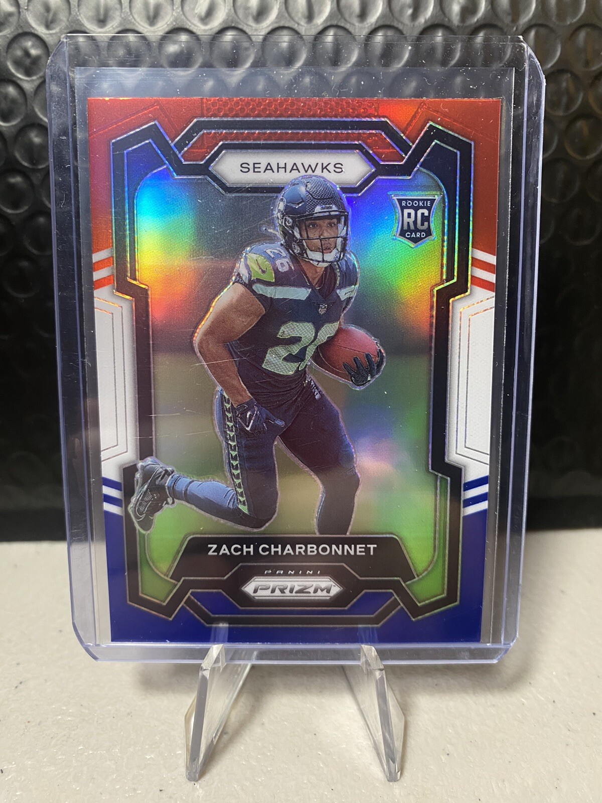 Zach Charbonnet 2023 Panini Prizm Red White Blue RWB #392 RC Seahawks