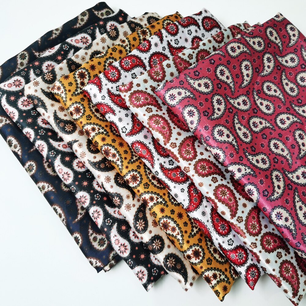 1yard X 1.48meter Retro Paisley Satin Fabric Soft Hat Scarf