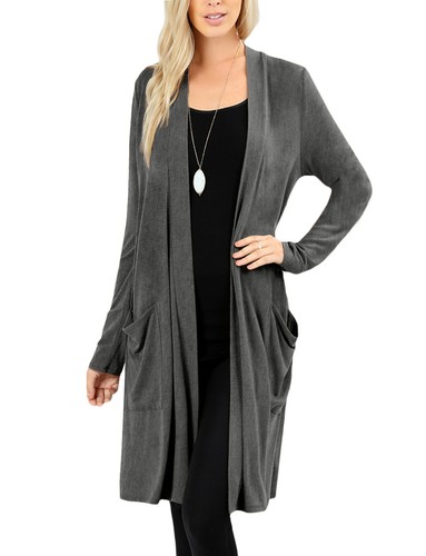 NE PEOPLE Damen Basic Langarm vorne offen lässig Taschen Cardigan NEUJ1440 - Bild 10 von 125
