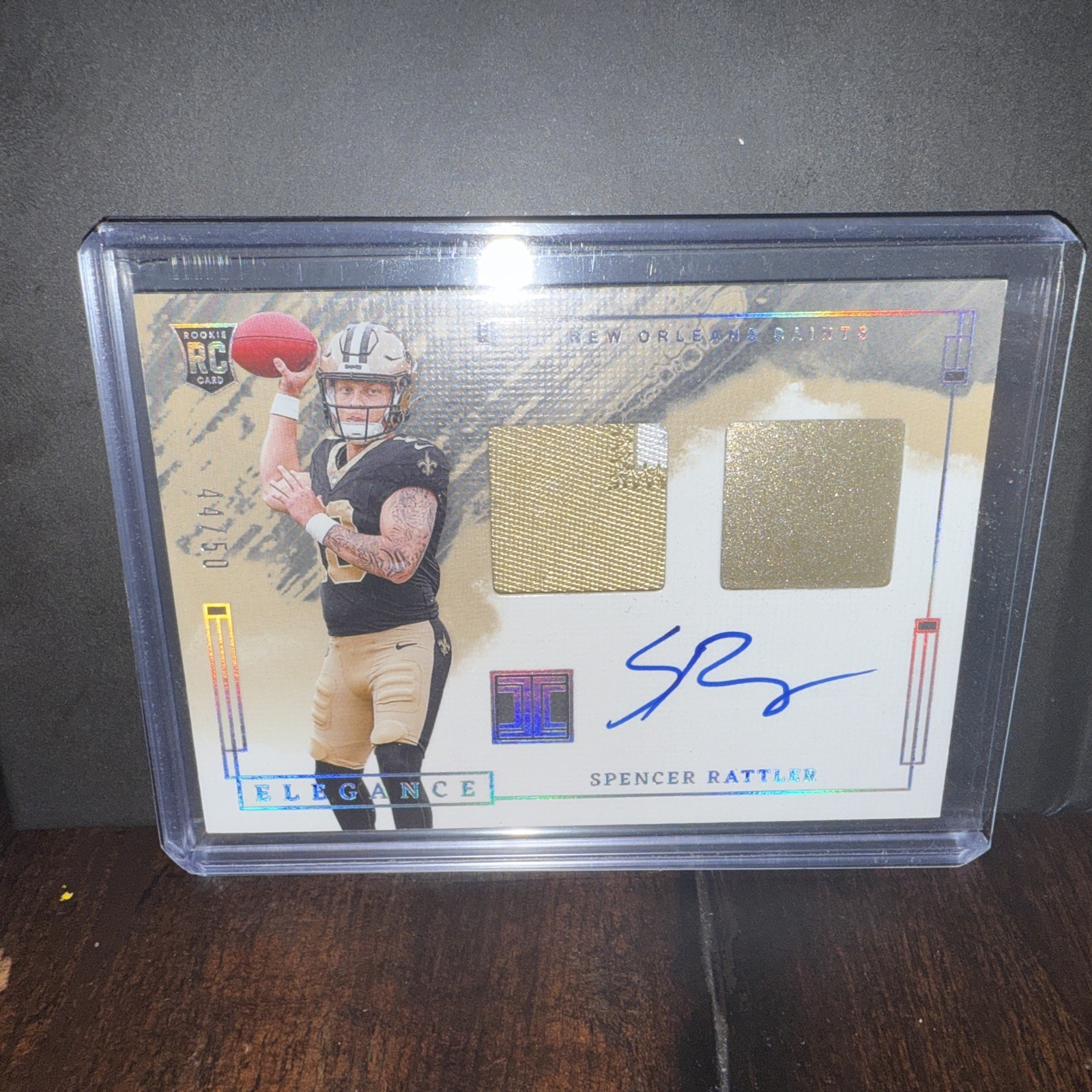 2024 Panini Impeccable Elegance Rookie Helmet Patch Auto Spencer Rattler RC /50