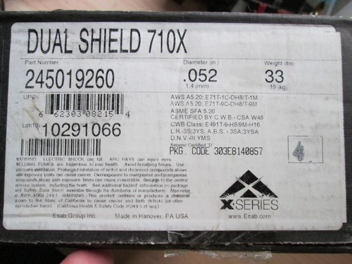 Esab X-Series DUAL SHIELD 710X Flux Cored Welding Wire 0.052" 1.4mm 33lb #H20FH - Picture 3 of 4