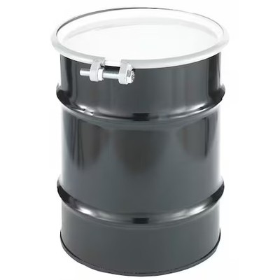 Open Head Transport Drum, Steel, 10 Gal, Unlined, Black, Cq1002