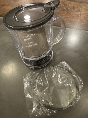 TEAVANA Perfectea Maker SMOKE GRAY Hot Tea Maker 16 oz 2 Cups - OPEN BOX!