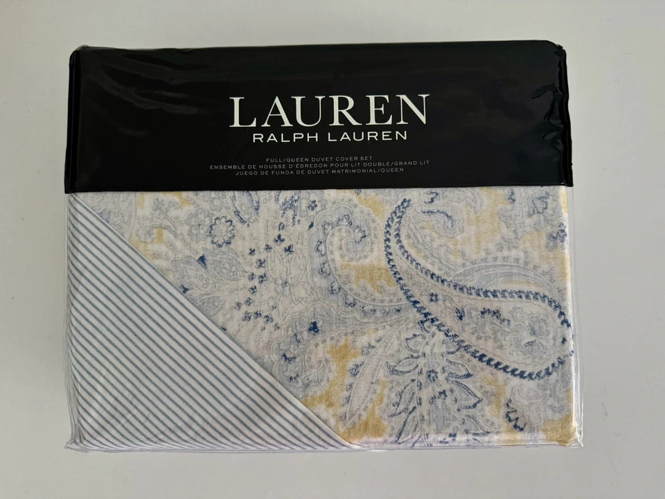 Juego de funda nórdica Ralph Lauren Full Queen 3 piezas algodón Marisa floral azul amarillo Foto 2 de 4